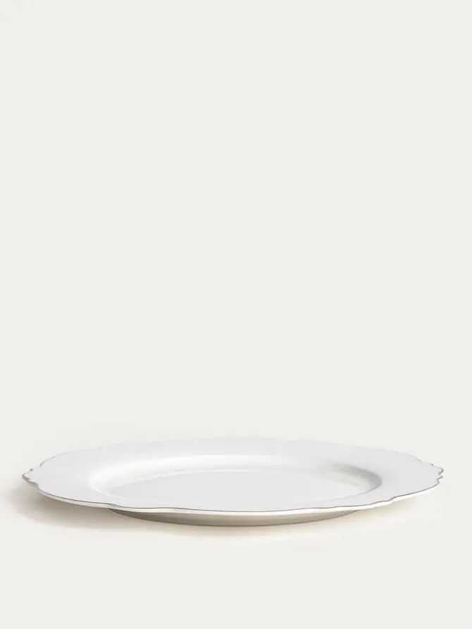 Talerz ELORIA porcelanowy deserowy ze srebrnym rantem 21 cm