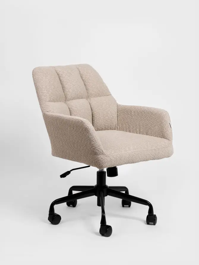 Fotel SEENSA obrotowy beżowy w tkaninie TEDDY 58x67x81-89 cm