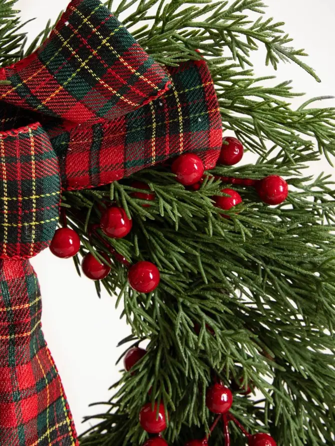 Wieniec TARTAN z kokardą 55 cm
