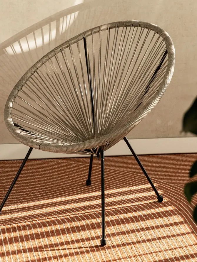 Fotel ACAPULCO FLAT z płaskiej linki technorratan szary 71x71x80 cm