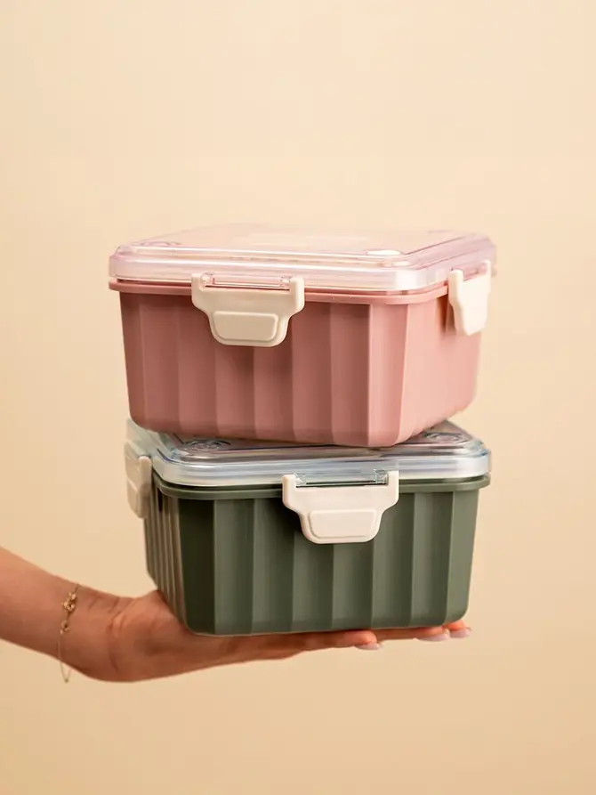 Lunchbox POPPIE z łyżeczką khaki 2,15 l