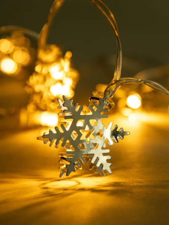 Lampki SNOFLOCK srebrne śnieżynki 10 LED