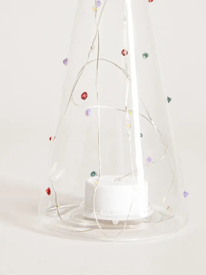 Dekoracja LED LAAWEL szklana choinka w kropki 23,5 cm