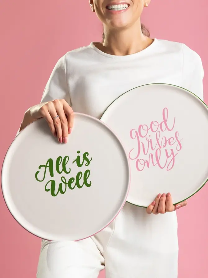 Talerz SERRA do pizzy "good vibes only" 32 cm