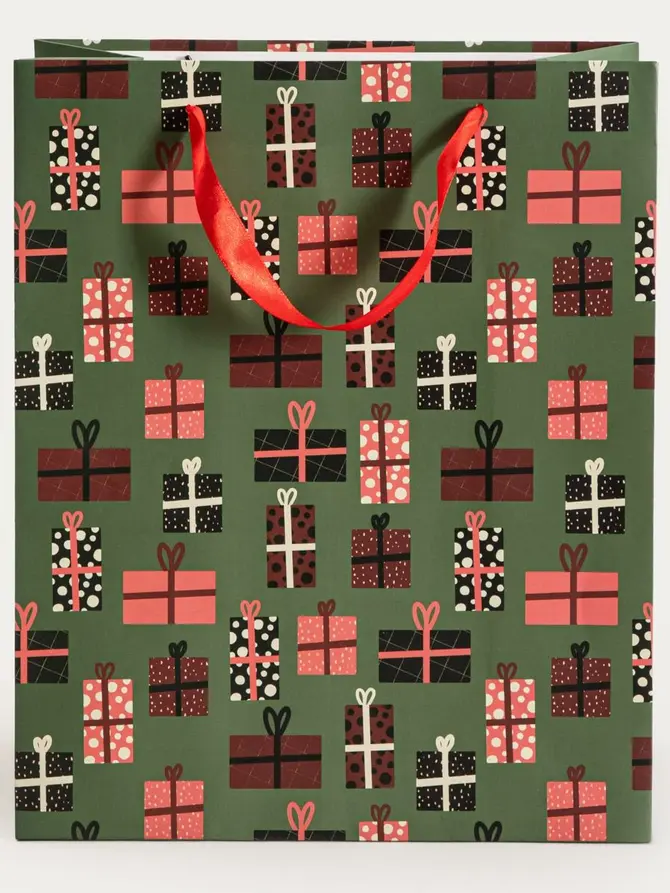 Torebka prezentowa CYMKA prezenty zielone 14x27x33 cm