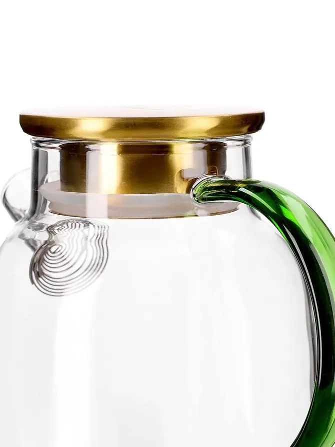 Dzbanek KUBBE ze złotym wieczkiem i zieloną rączką 1,8 l