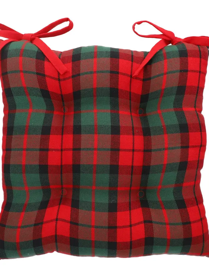 Poduszka na krzesło TARTAN w kratę 38x38 cm