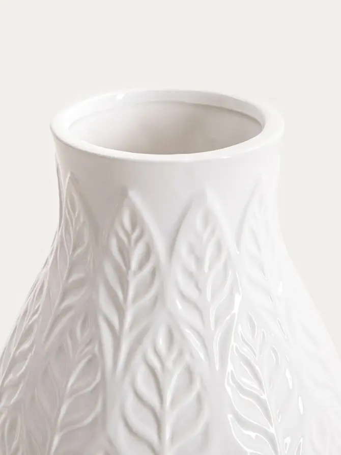 Wazon NATTO ceramiczny z tłoczeniami biały 15x24 cm
