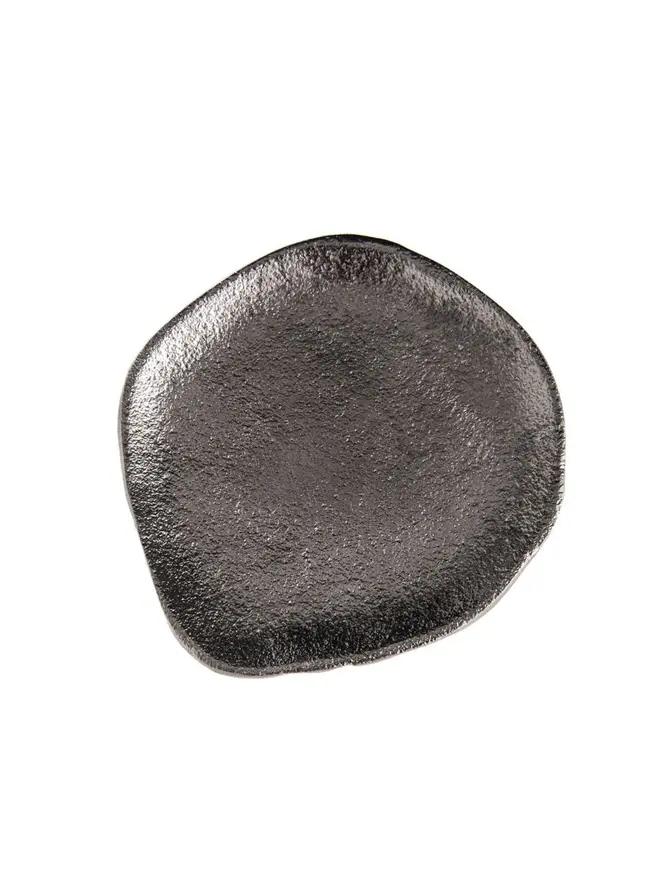 Taca dekoracyjna GIRONA metalowa srebrna 10x12x1,5 cm