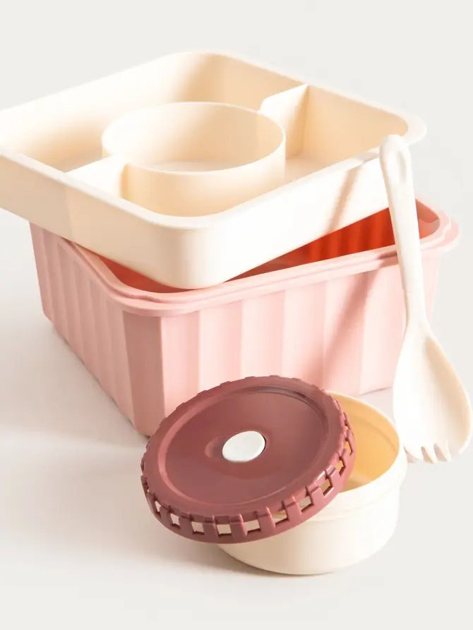 Lunchbox POPPIE z łyżeczką różowy 2.15 l