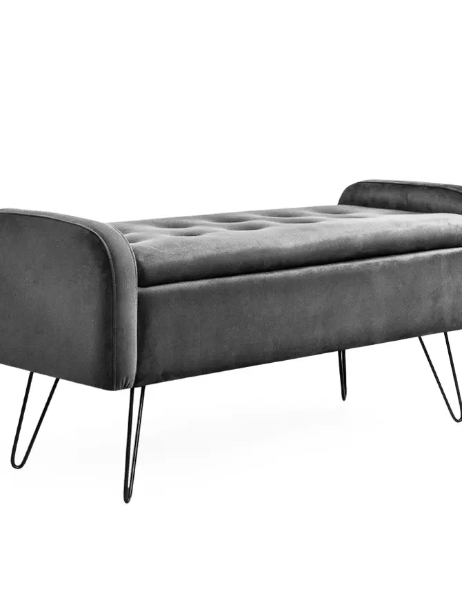 Ławka VENLO welurowa szara 100x39x45cm