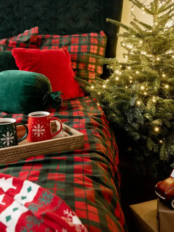 Pościel EC TARTAN bawełniana w kratę 160x200 + 2*70x80 cm