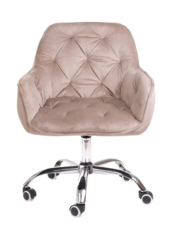 Fotel FLOSSI welurowy obrotowy beżowy 57x61x80-90 cm