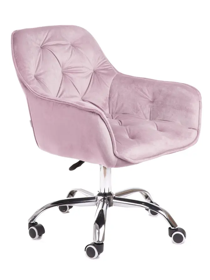 Fotel FLOSSI welurowy obrotowy różowy 57x61x80-90 cm