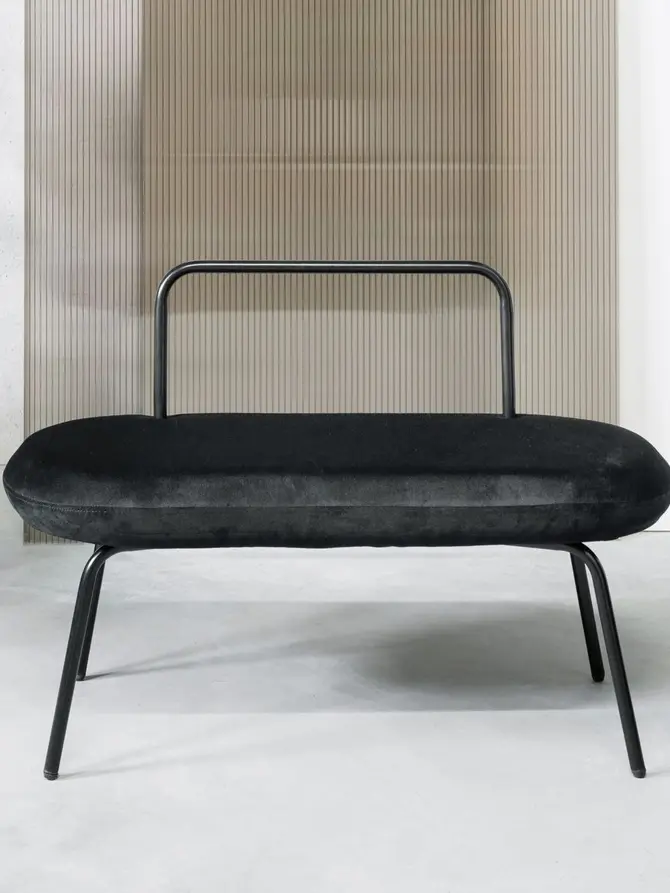 Ławka INA welurowa czarna 95x45x61 cm