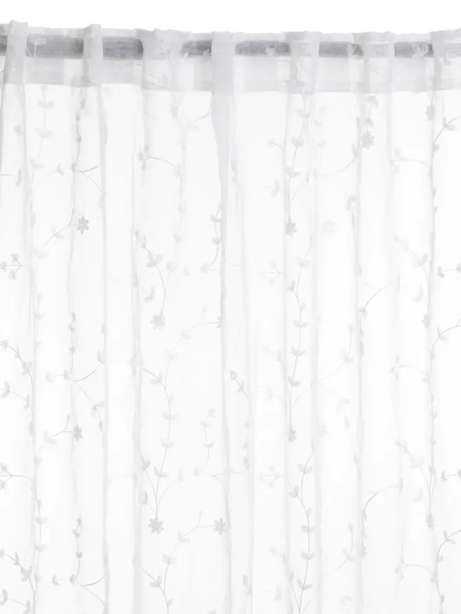 Firanka MOSSIA woalowa z haftem w liście 140x250 cm