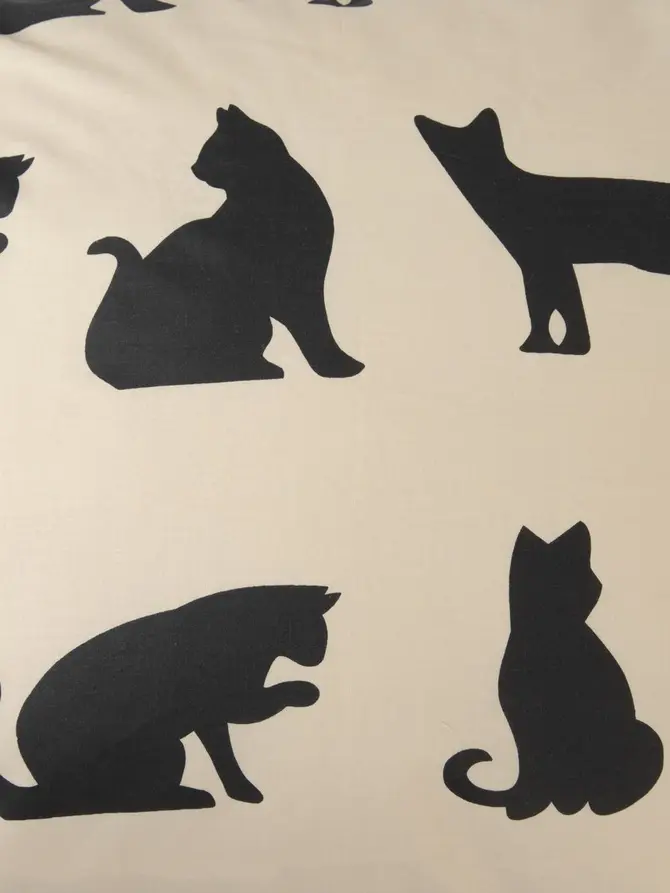 Pościel POES bawełniana beżowa w koty 160x200 + 2*70x80 cm