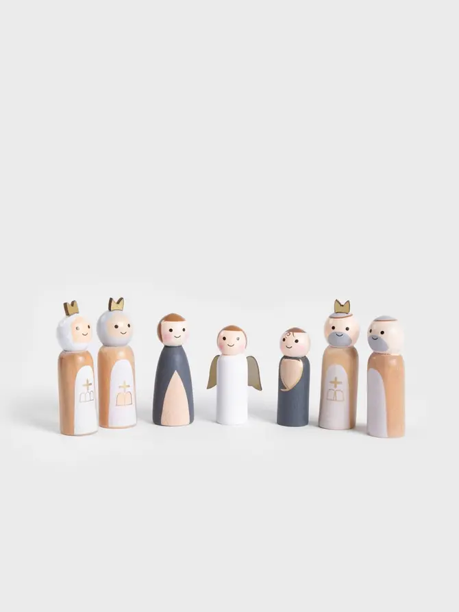 Figurka CHRISA szopka z drewnianymi postaciami, 7 el. 