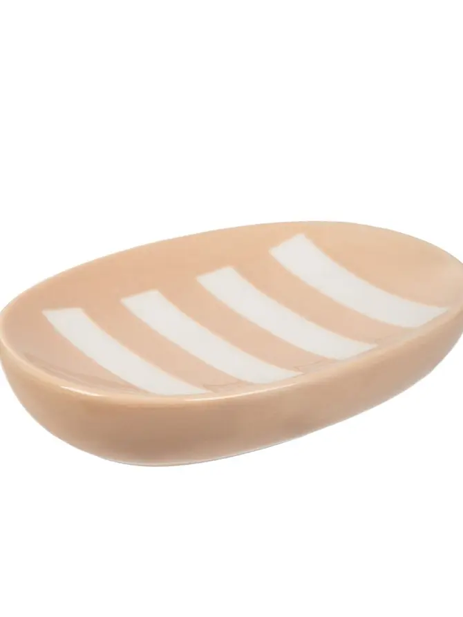 Mydelniczka ZENA w beżowe paski 13x8,8x3 cm