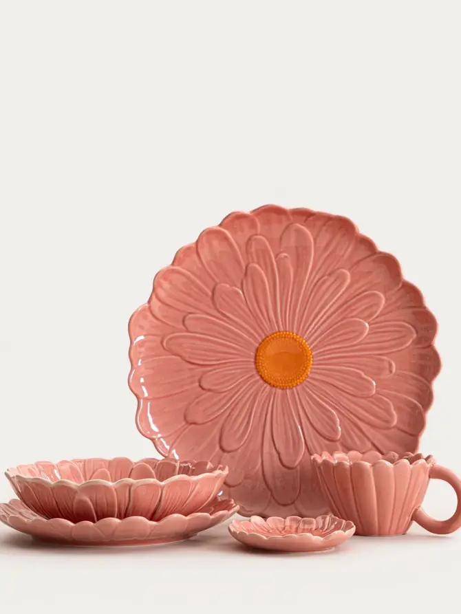 Talerz RASSET obiadowy z kwiatem różowy 26 cm