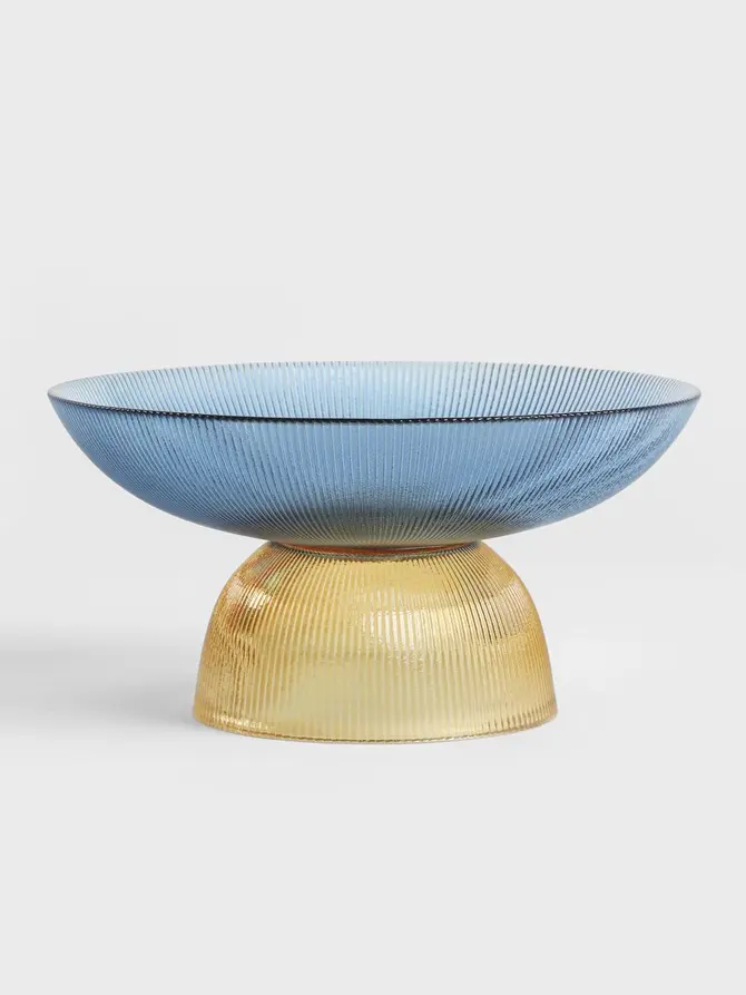 Patera MEGALO szklana niebiesko - żółta 25 cm
