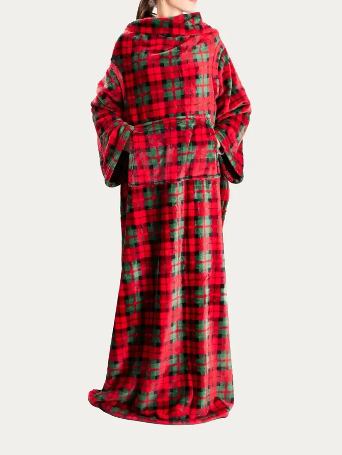 Koc telewizyjny TARTAN z rękawami we wzór 130x170 cm