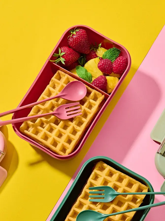 Lunchbox POPPIE ze sztućcami różowy 0,54 l