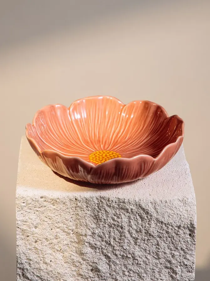 Miska RASSET z kwiatem różowa 18 cm