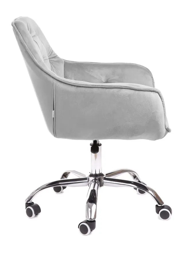 Fotel FLOSSI welurowy obrotowy szary 57x61x80-90 cm