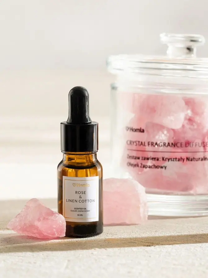 Zestaw zapachowy SERENITY Rose & Linen Cotton 300 g + 10 ml