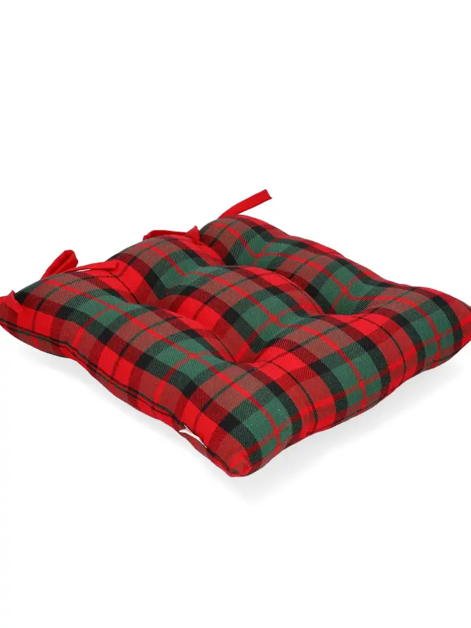 Poduszka na krzesło TARTAN w kratę 38x38 cm