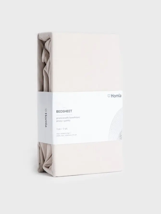 Prześcieradło PELLY jersey beżowe PREMIUM 90x200 cm