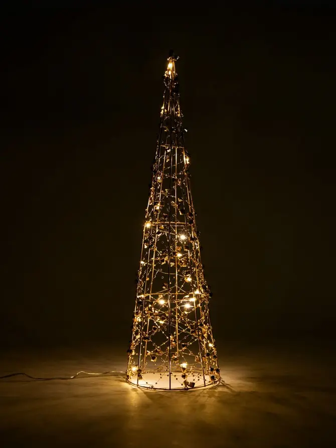 Dekoracja KAICE choinka złota z LED duża 50 cm 20 LED