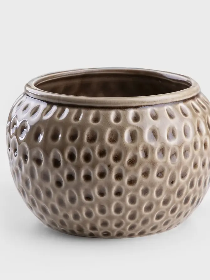 Osłonka na doniczkę SISU w plamki beżowa 17,5x17,5x14,5 cm