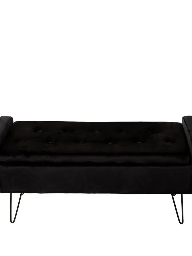 Ławka VENLO welurowa czarna 100x39x45cm