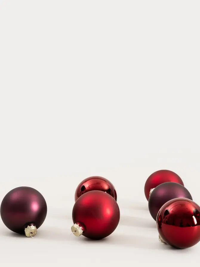 Zestaw bombek BURGUNDY CHARM szklane czerwone 8 cm 6 szt.