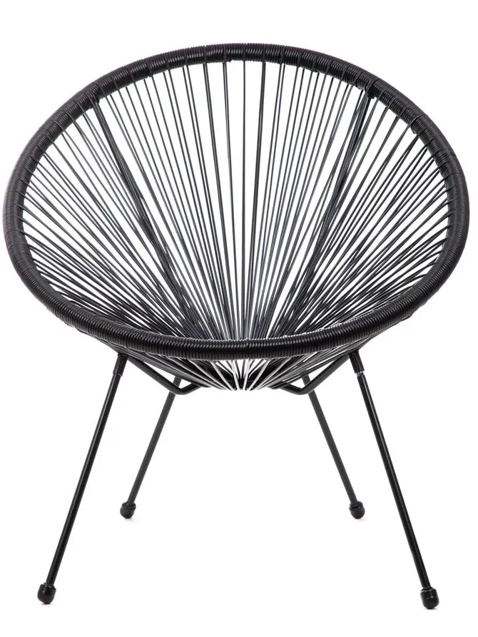 Fotel ACAPULCO FIESTA z okrągłej linki technorattan czarny 70x73x80 cm