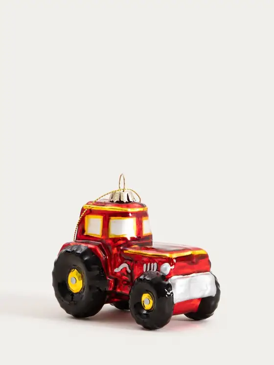 Bombka GLASSO szklana czerwony traktor 7 cm