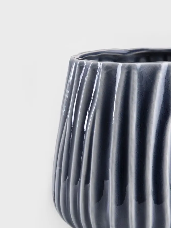 Osłonka na doniczkę DELLI ceramiczna niebieska 17,5x17,5x16 cm