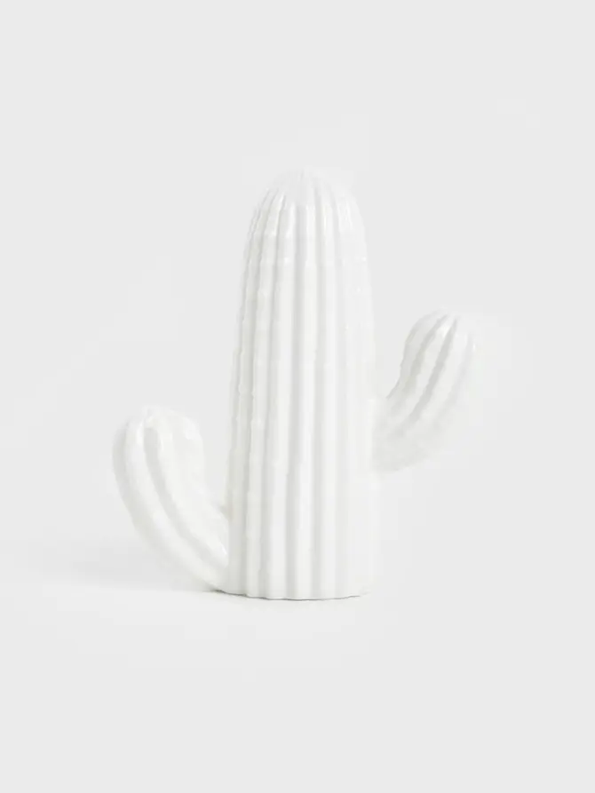 Dekoracja stojąca CACTUS kaktus ceramiczny ecru 14x6x16 cm