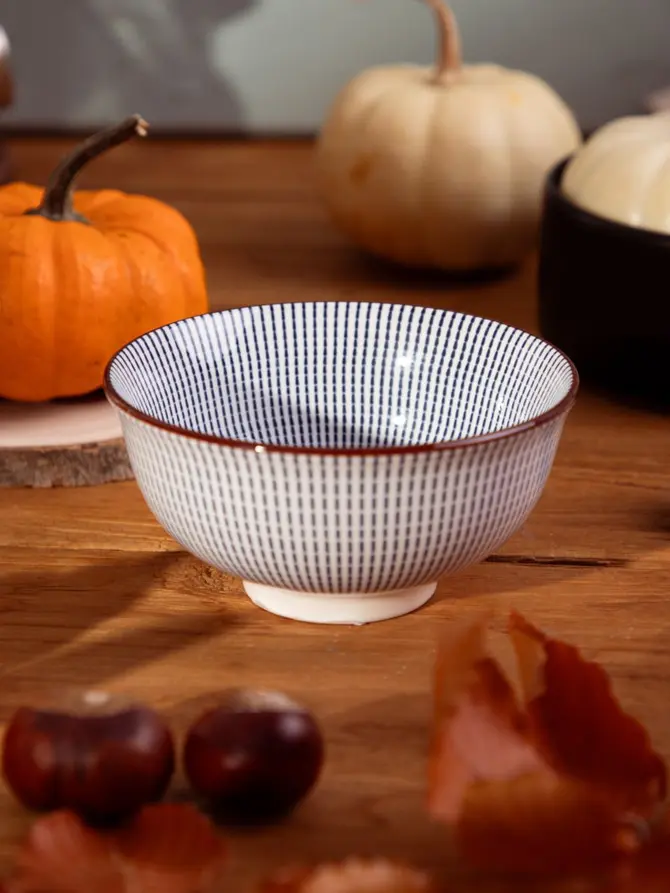 Miska NAVIA porcelanowa granatowa z brązową obwódką 12 cm