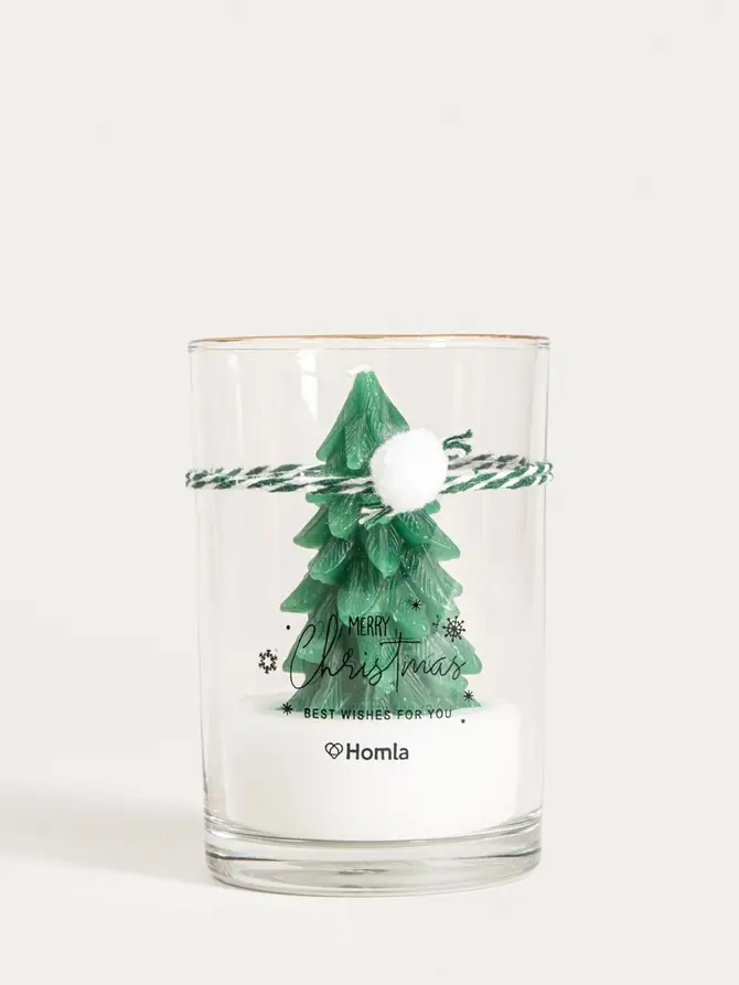 Świeca dekoracyjna SNOWFALL Choinka zielona 230 g