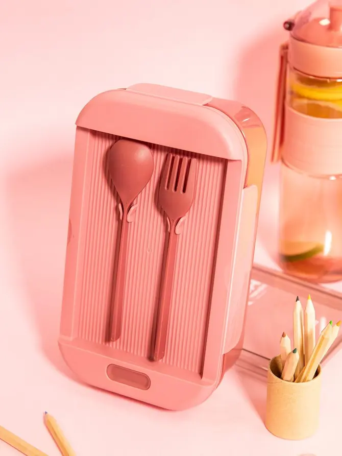 Lunchbox POPPIE ze sztućcami różowy 0,54 l