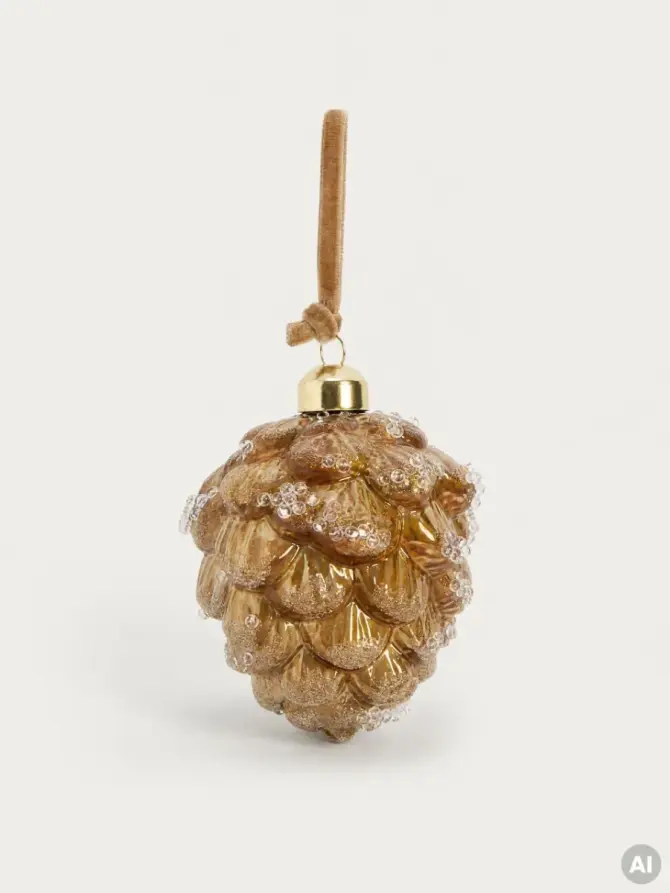 Bombka PINETRA szklana szyszka z efektem zmrożenia 7,5x10 cm