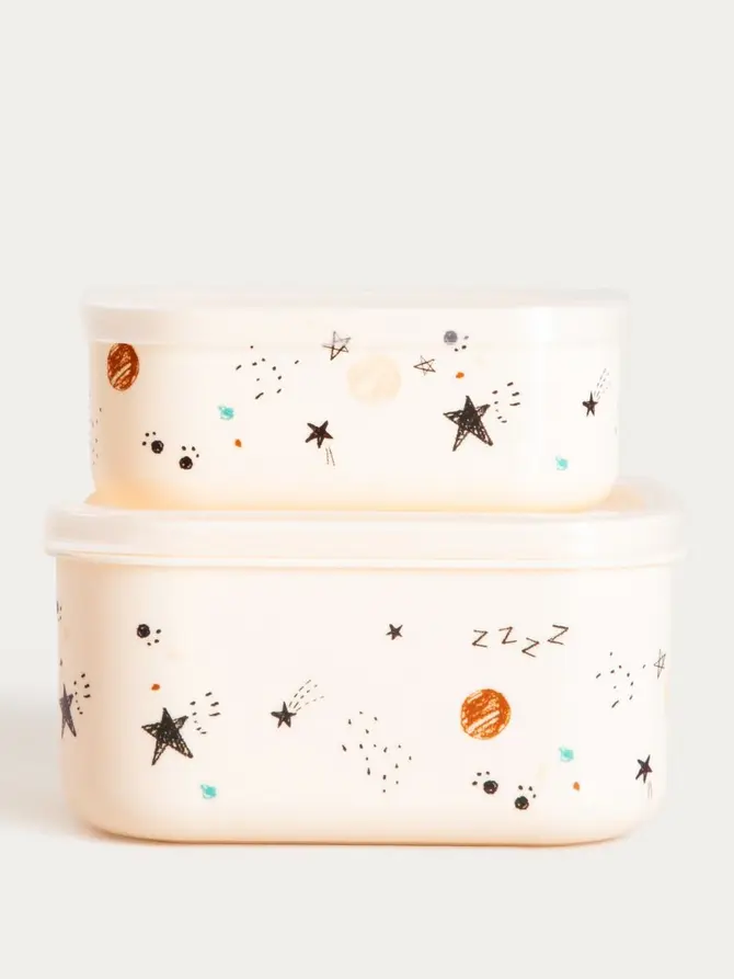 Lunchbox SPACEKID kremowy 2 el.