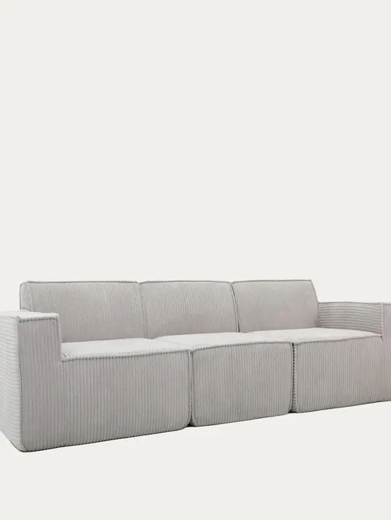 Sofa modułowa LYKKE 3-osobowa jasnoszara piankowa sztruksowa 263x88x73 cm