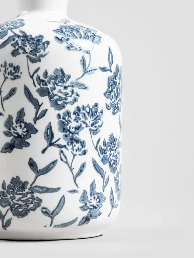Wazon FLORAL HAMPTONS ceramiczny niebieskim wzorem 12x20 cm