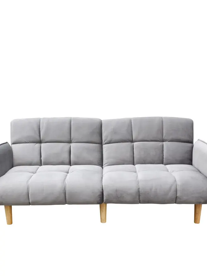 Sofa SONUS 3-osobowa, z funkcją spania, welurowa szara 195x91x83 cm