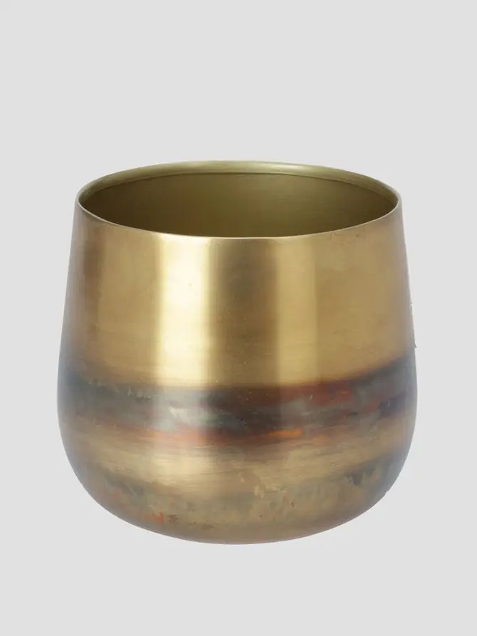 Osłonka na doniczkę KOPI metalowa złota 19x20 cm