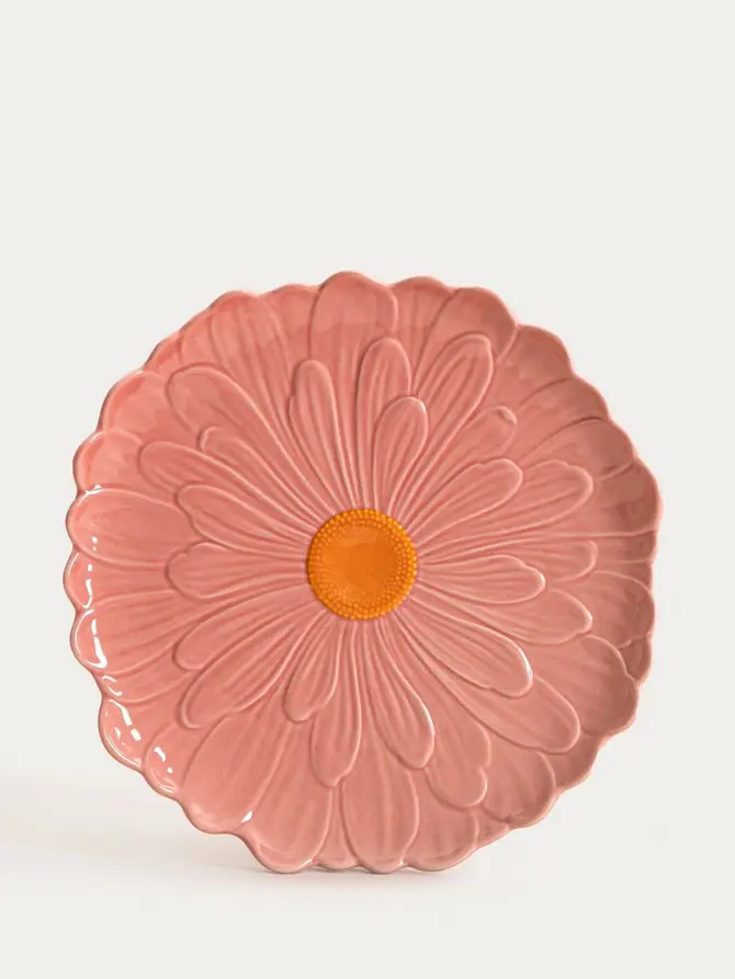 Talerz RASSET obiadowy z kwiatem różowy 26 cm